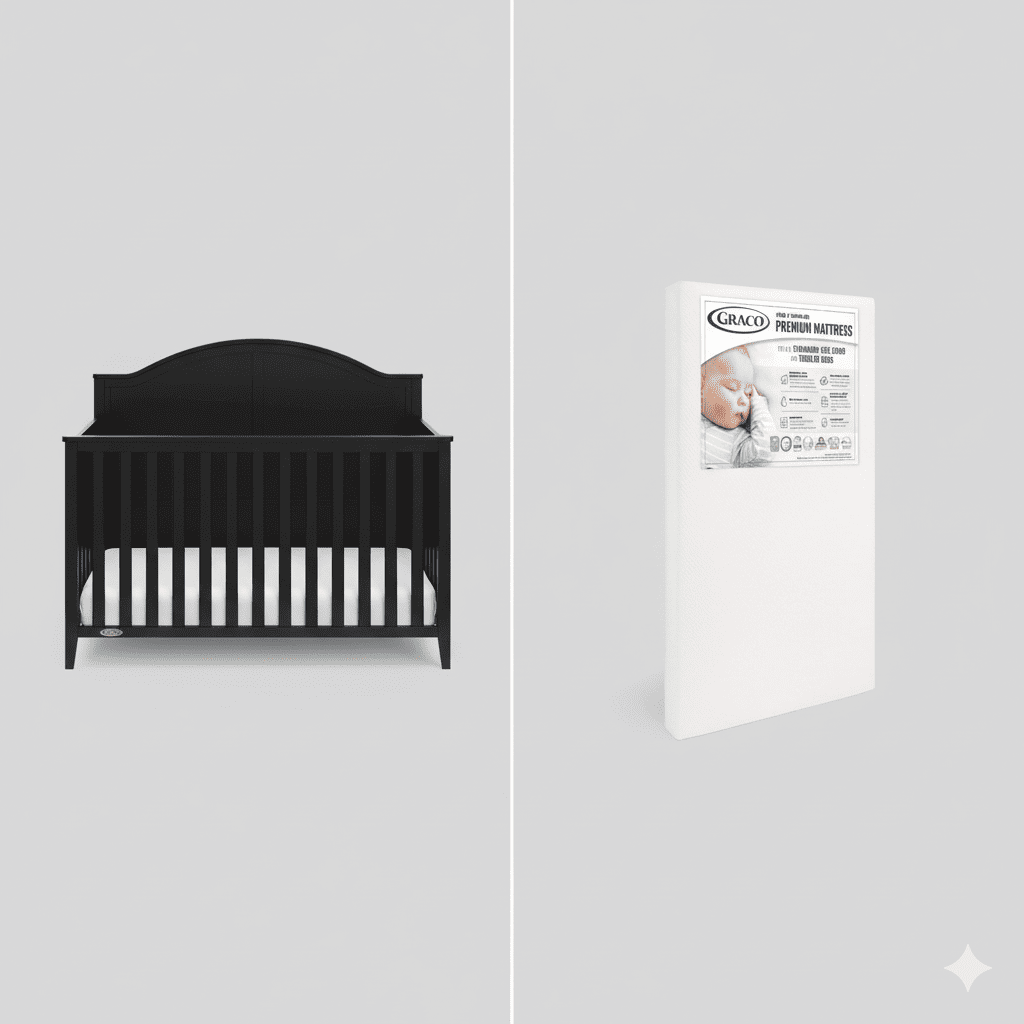 Graco Wilfred Crib and Mattress Nursery Essentials Pack