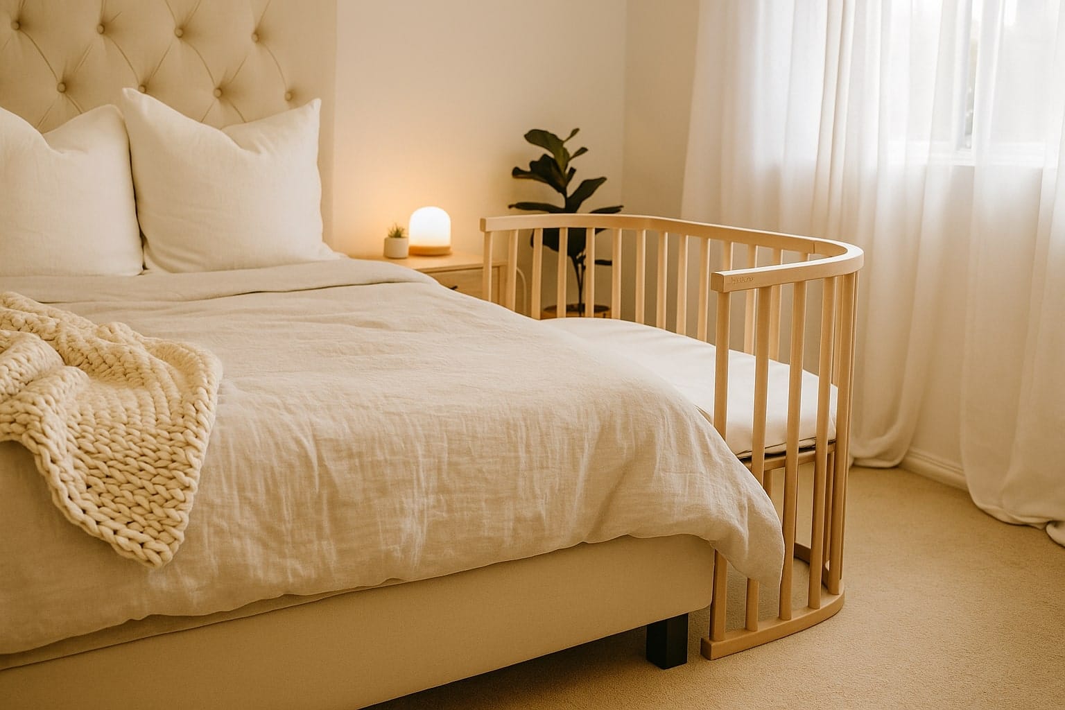 Modern nursery with white crib and mint accents