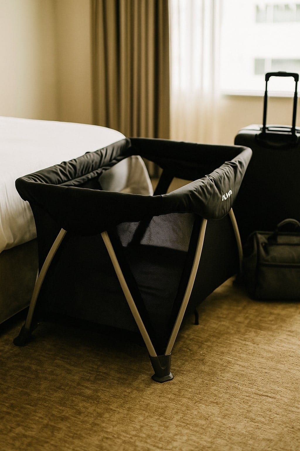 Parent looking at crib features